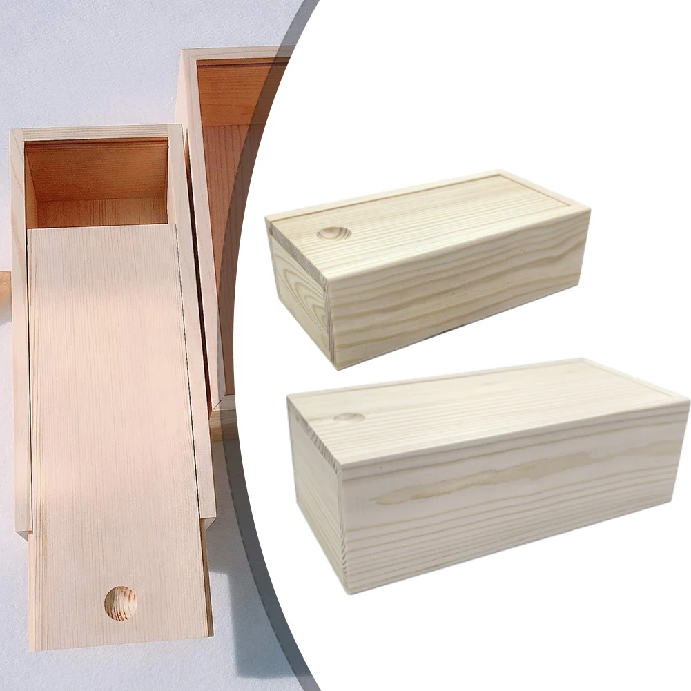 Pine Pull-out Box Sliding Cover Wooden Box Wooden Storage Box Log Drawer Wood Jewelry Organizer Case DIY Case