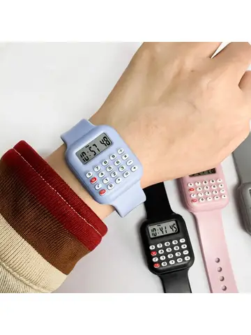 2025 New Rubber Strap Children Watch with Calculator Watches for Girls Student show time and date Digital Clock Kids