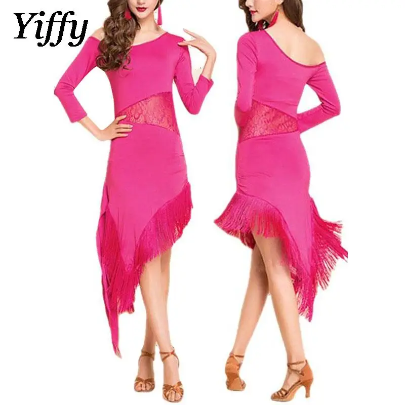 2023 New Latin Dance Dress Women tassel Irregular Skirt Belly Dance Training Suit Tango Cha Cha Rumba Ballroom Dancer Costume