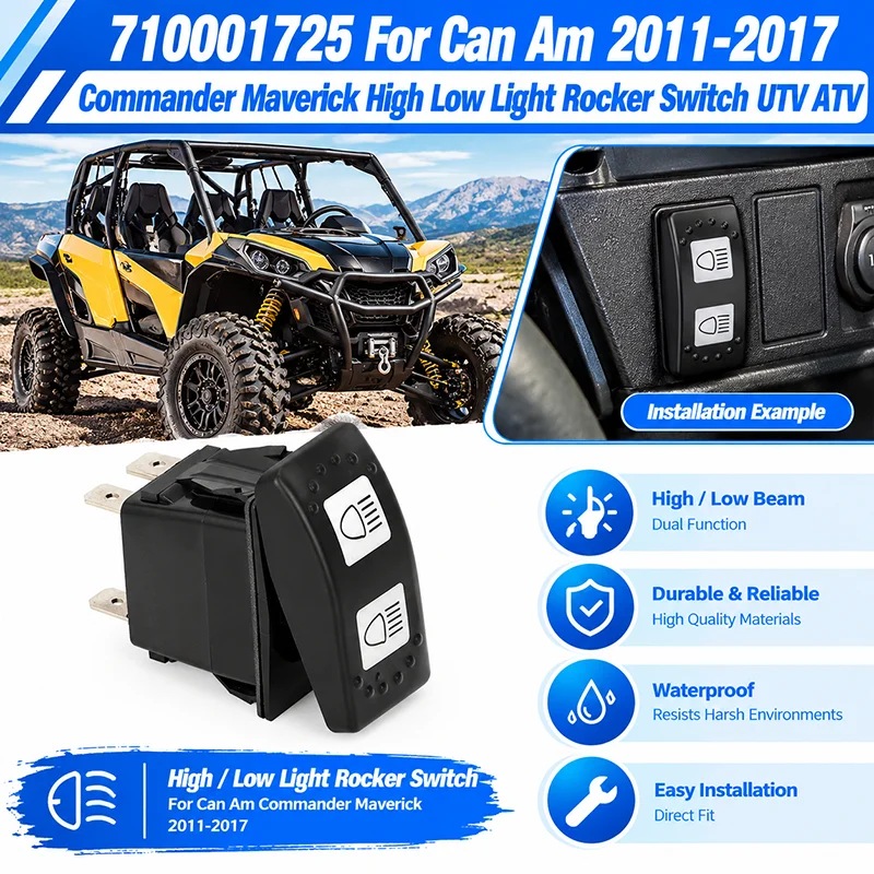 710001725 High Low Light Rocker Switch For Can Am Commander Maverick 2011-2017 UTV ATV Replacement Electrical Parts