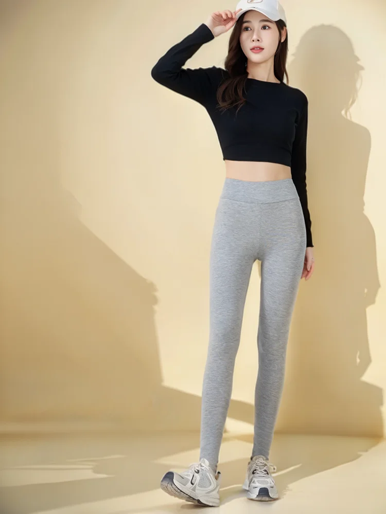 กางเกงเลกกิ้งกีฬาผู้หญิง กางเกงวอร์มแบบเรียบง่าย มีซิป สำหรับสาวๆ เนื้อผ้านุ่ม ยืดหยุ่น สไตล์ผู้หญิง ให้ความอบอุ่นในช่วงคริสต์มาส บุซับใน ย้อมสี ตัดเย็บอย่างดี