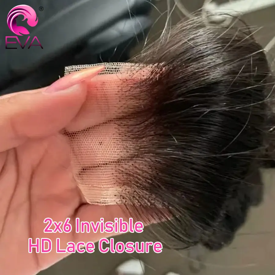 

Накладка для волос Eva Hair 2x6 HD Lace Closure, прямые волосы, средняя часть, 6 дюймов, глубокая невидимая разметка, HD Lace Closure, имитирующая кожу головы