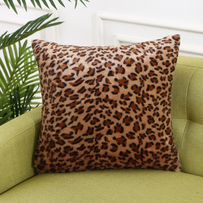 2pcs Plush Pillowcase, Comfortable and Soft Leopard Print Throw Pillow Covers, Modern Personalized Decoration Square Pillowcase