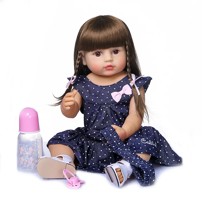 Kid 55CM Reborn Lifelike Full Body Soft Silicone Popular Sweet Face Bebe Toddler Toy Baby Girl Doll Birthday Christmas Gift Doll