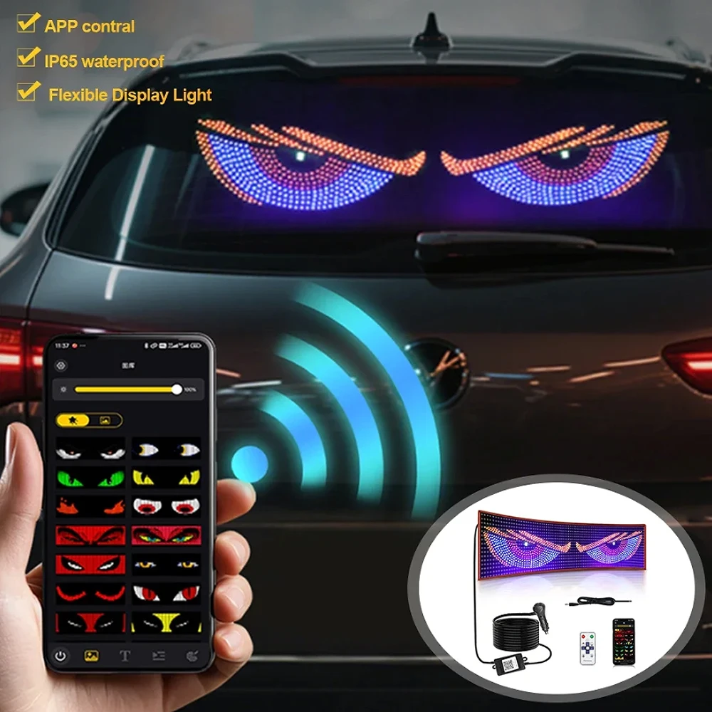 Devil‘s Eyes Truck Car RGB LED Pixel Panel Light APP Control Soft Foldable Ambient Light DIY Programmable Flexible Display Light