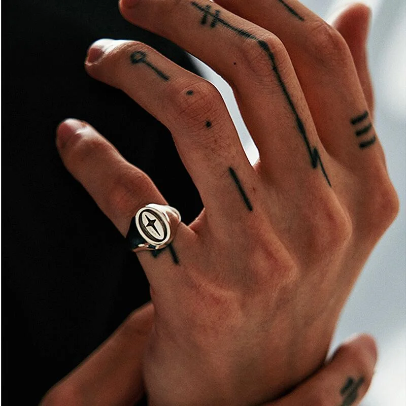 Vintage Punk Cross Ring For Man Fashion Design Hip Hop Silver Color Opening  Woman Ring Charm Couple Parrty Gift 2022 New Jewely