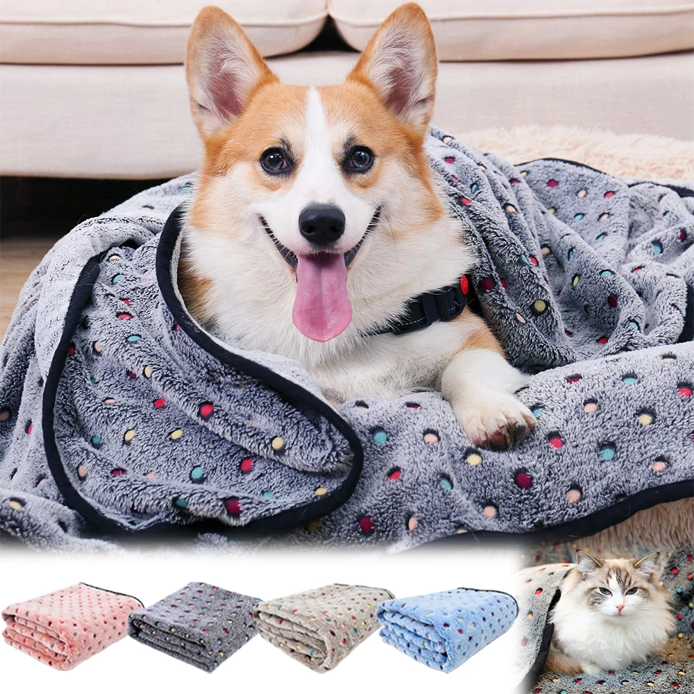 

1PC Soft Fluffy Pet Blanket Cute Dot Pattern Cozy Warm and Comfortable Cat and Dog Blanket Pet Supplies Manta Para Perros반려동물 담요