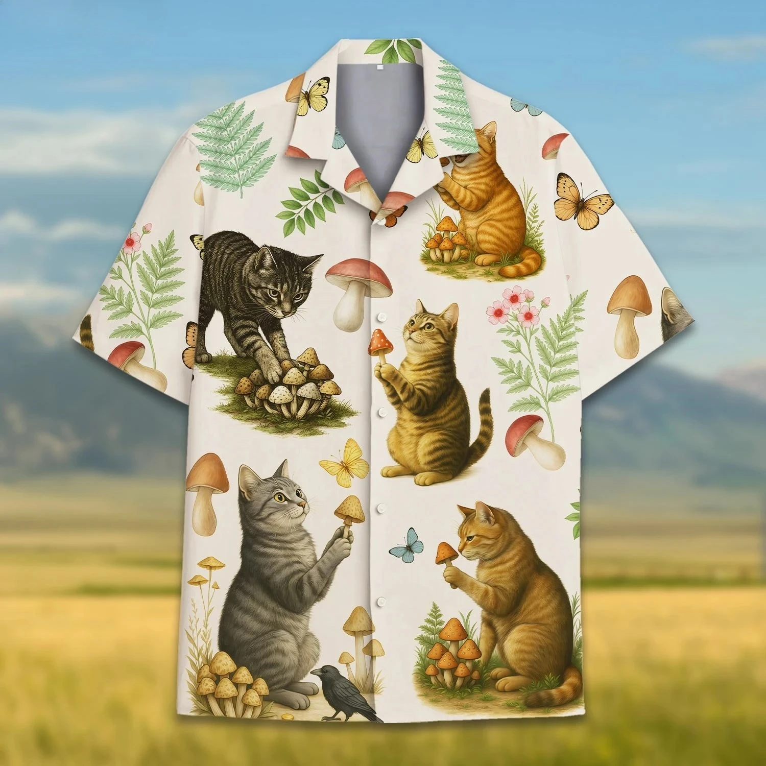 قمصان هاواي لفرقة موسيقى القطة للرجال والنساء، قميص هاواي صيفي مضحك على شكل قطة ألوها قميص شاطئ صيفي بأكمام قصيرة، هدايا موسيقية #5
