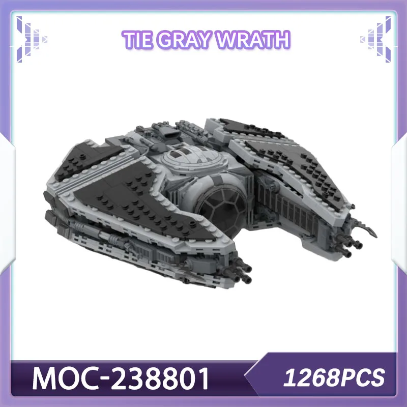 

Building blocks set TIE Gray Wrath MOC-238801 space war bricks Science fiction military war spaceship model Christmas gift