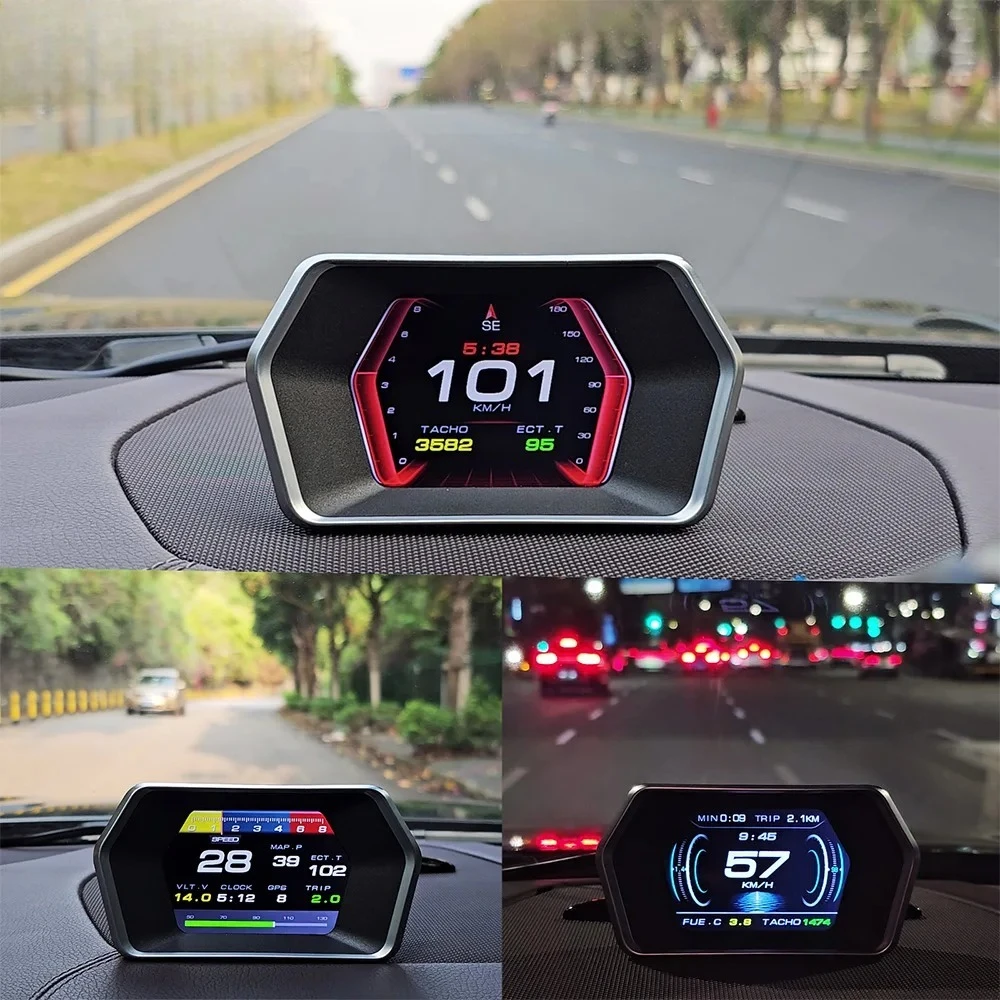 P17 HUD OBD2 GPS On-board Computer Car Electronics Accessories Head Up Display Vehicle Speed Voltage With Overspeed Alarm Gauge
