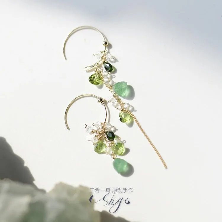 

Асимметричные серьги Bi Shan Green Strawberry Design Ins