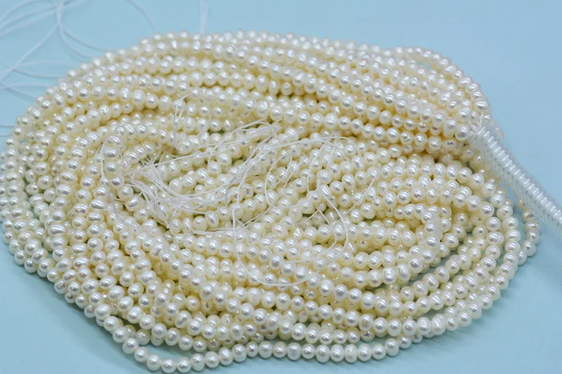 10 shares  4-5mm AAA white round pearl loose beads, genuine freshwater pearl beads, real cultured pearl bead, full strand 15