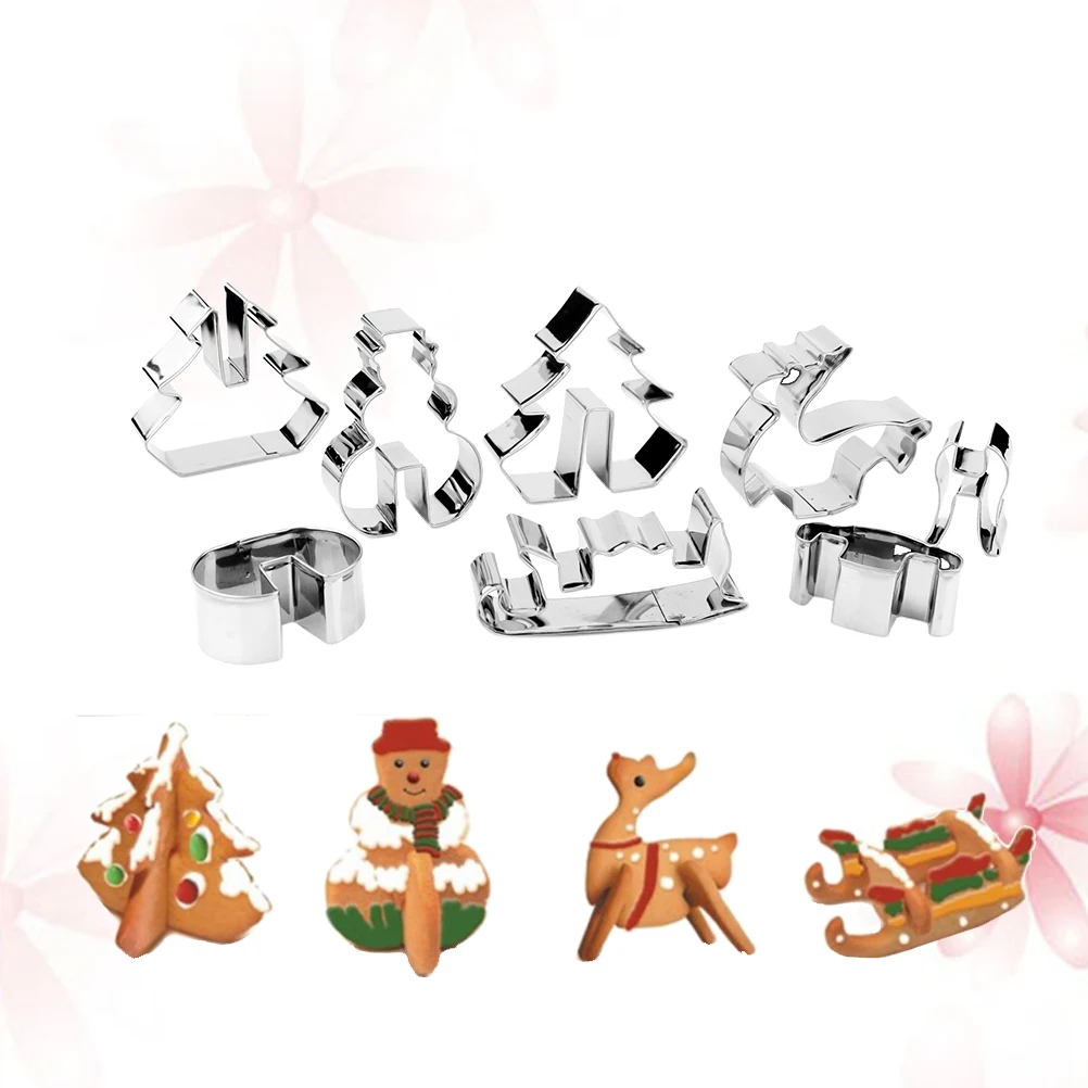 

8 Pcs/Set Biscuit Mold Metal Cookie Cutters Christmas Cookies Molds Cake Fondant Stainless Steel
