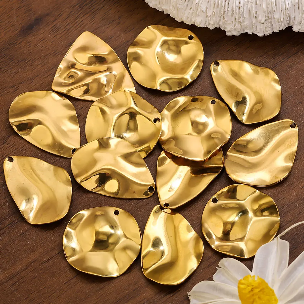 

10PCS Stainless Steel Gold Curved Hammered Irregular Charms for Jewelry Making DIY Pendant Earrings Craft Accessories Wholesale