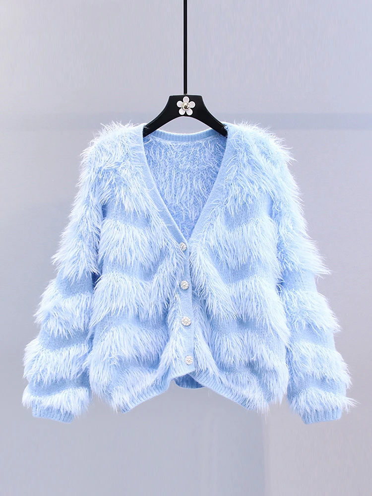 ABRIN Women Tassels Cashmere Sweater Cardigan Buttons Up Elegant Knit Sweater Coat Sweet Casual Coat TRAF Women Autumn Winter