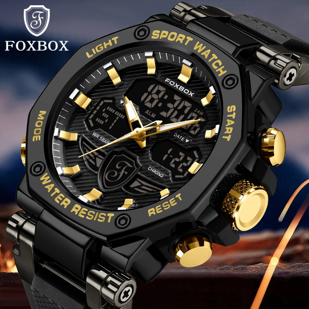 

FOXBOX Brand Luxury Men's Quartz Wristwatches Business Watch Men Military Sports Waterproof Alarm Clock Chronograph Montre Homme