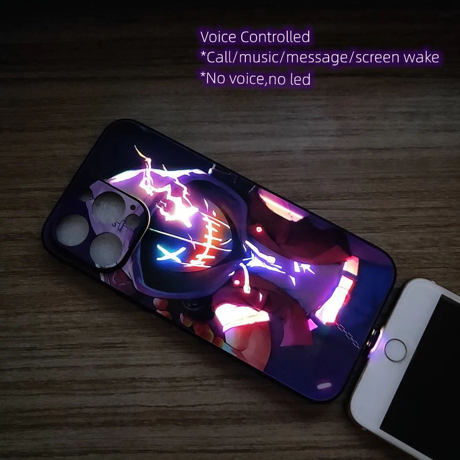 Cool Anime LED Call Flash Phone Case For iPhone 14 Plus 12 13 Mini 11 Pro XS Max X XR 7 8 Plus Smart Luminous Back Cover Funny