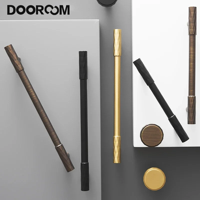 

DOOROOM Brass Furniture Handles Modern Hammered Long Pulls Kitchen Cabinet Storage Cupboard Wardrobe Dresser Shoe Box Drawer