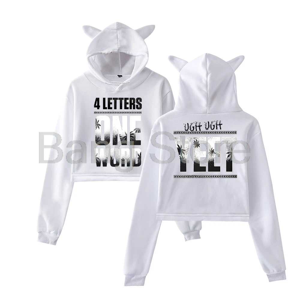 Jey Uso Vier Letters Een Woord Kat Oor Hoodie Vrouwen Lange Mouw Sweatshirts Vrouwelijke Casual Streetwear Crop Tops