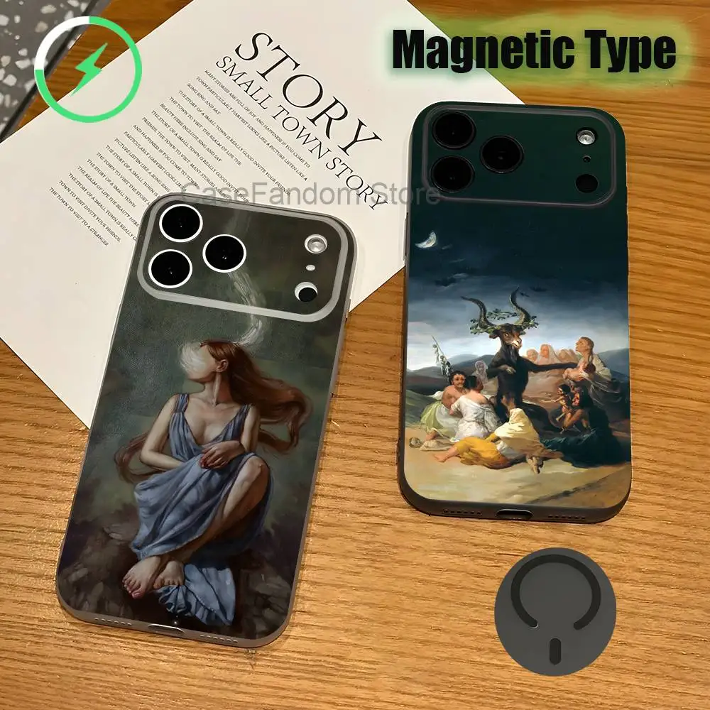 Renaissance Art Paintings For iPhone 17,16,15,14,13,12,11,Pro,Max,Plus Transparent gray Phone Case Magnetic Wireless Charging
