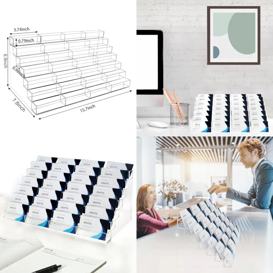 

Acrylic Business Card Holder for Desk Multiple Business Card Holders Slot 7 Tier Large Business Card Organizer Business Card Di