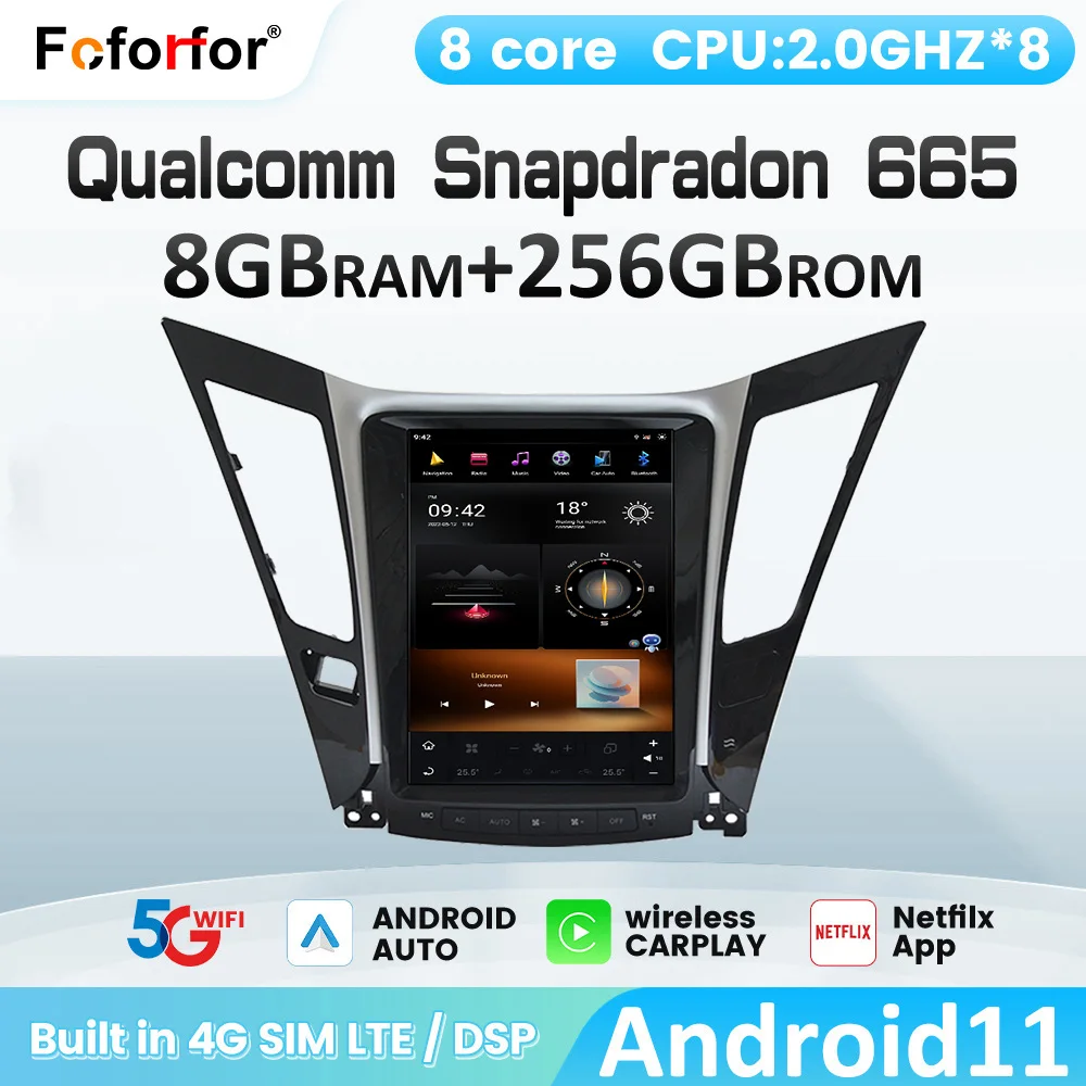 

Автомобильный радиоплеер Qualcomm Android для Hyundai Sonata 8 2012-2014, GPS-навигация, головное устройство в стиле Тесла, автомобильное стерео Мультимедиа