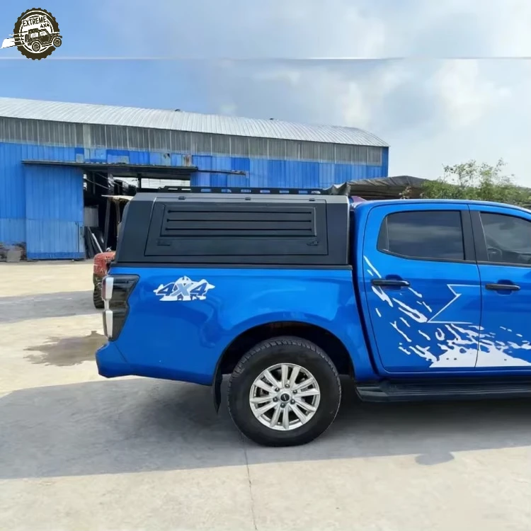 EXTREME Premium 4x4 Manganese Steel Manual Pickup Truck Canopy-Waterproof Lockable Hardtop Sunshade No Drill for Dodge Ram1500
