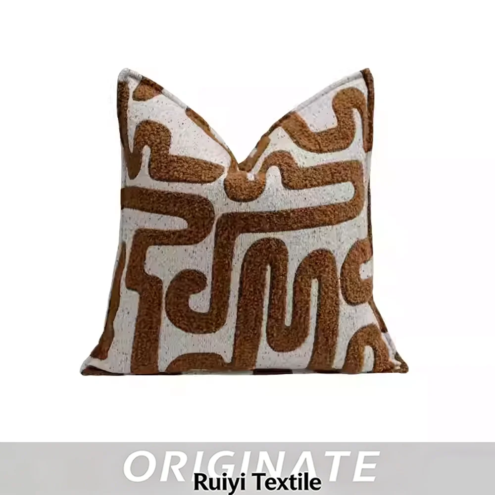 RUIYI Home Decor Modern Irregular Tufted Green/Brown Striped Pattern Pillowcases Living Room Sofa Decorative Cushion Covers