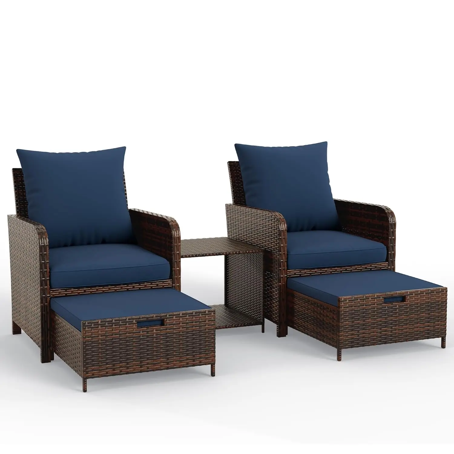 Space-Saving Patio Chair & Ottoman Set, Outdoor Balcony Furniture, Compact Design, Weather-Resistant, Customized