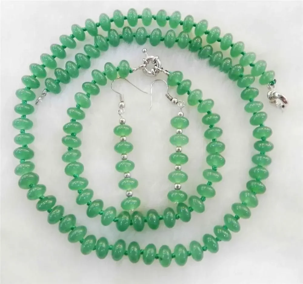 

5x8mm Green Natural Emerald Abacus Beads Necklace Bracelets Earrings Set AAAAA