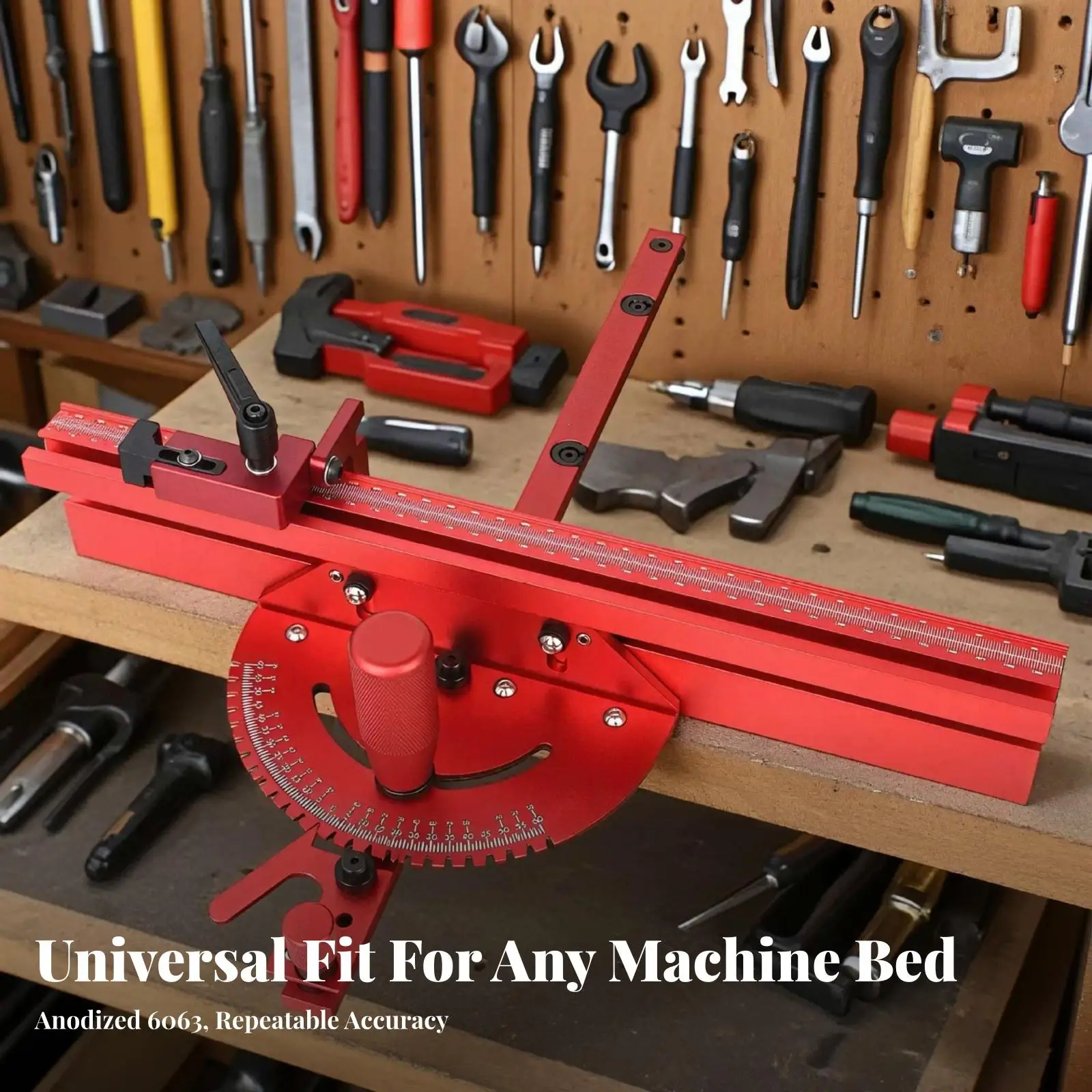 CNC Aluminum Woodworking Push Block 400mm Track with Protractor Angle Fence for Table Saw Router Carving Hobbyist Tool