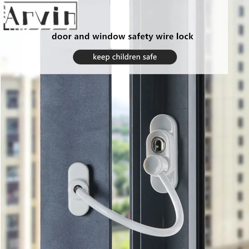 Window Security Chain Lock Window Cable Lock Restrictor Multifunctional Window Lock Door Security Guard for Baby Safety 1Pcs