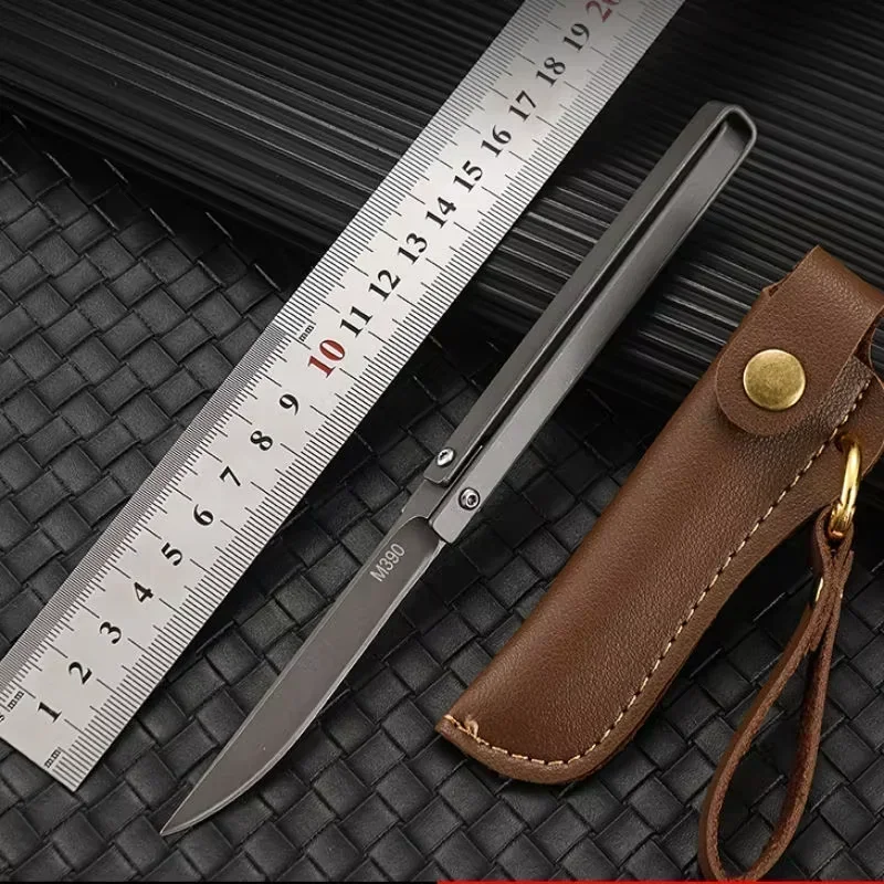 Outdoor Folding Knife Slim Pen Style Knife with Window Breaker M390 Steel Mechanical Cyclone EDC Self Defense Survival Knife