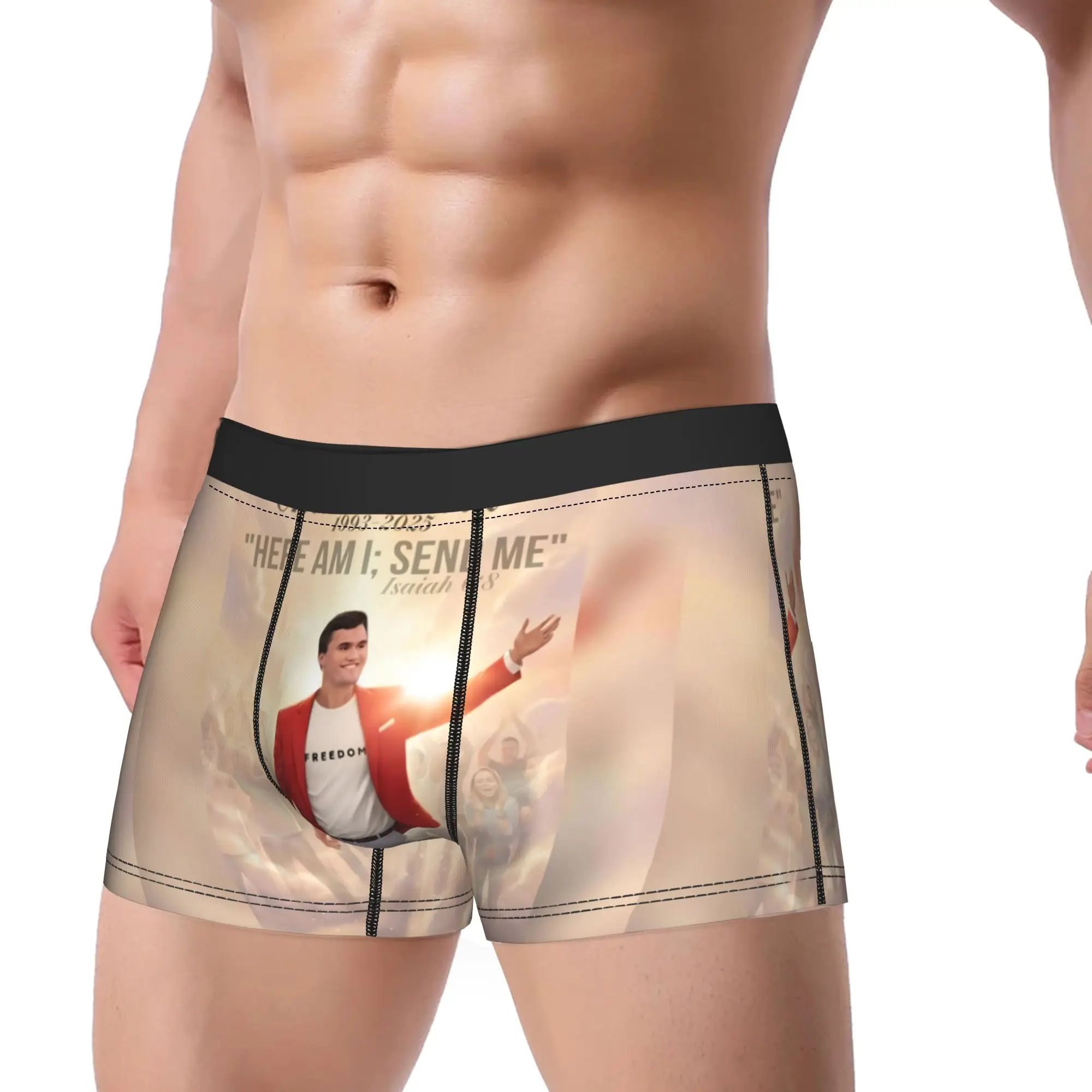 

Charlie Kirk Angelic Advocate Underwear Man Boxer Brief Classic Boxer Shorts High Quality Print Plus Size Panties