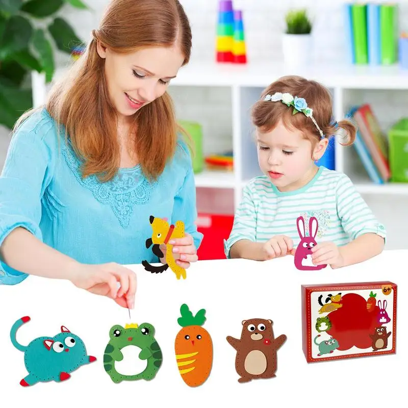 Children Sewing Animals Craft Kit Forest Creatures DIY Sewing Felt Plush Animals Educational Sewing Set for Kids Beginners Gifts