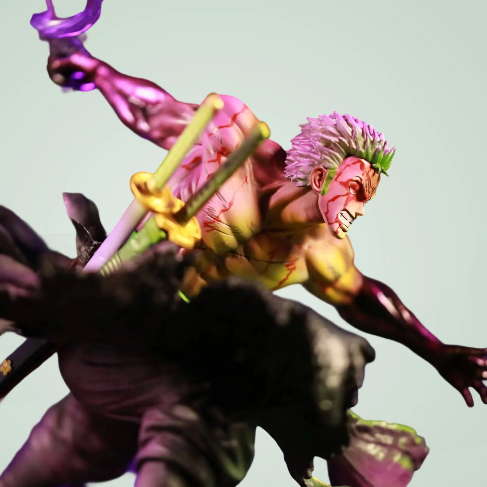 

One Piece Roronoa Zoro Dual Head Action Figure Bloody Battle One Sword Style PVC Anime Statue 33cm Collectible Model For Fans