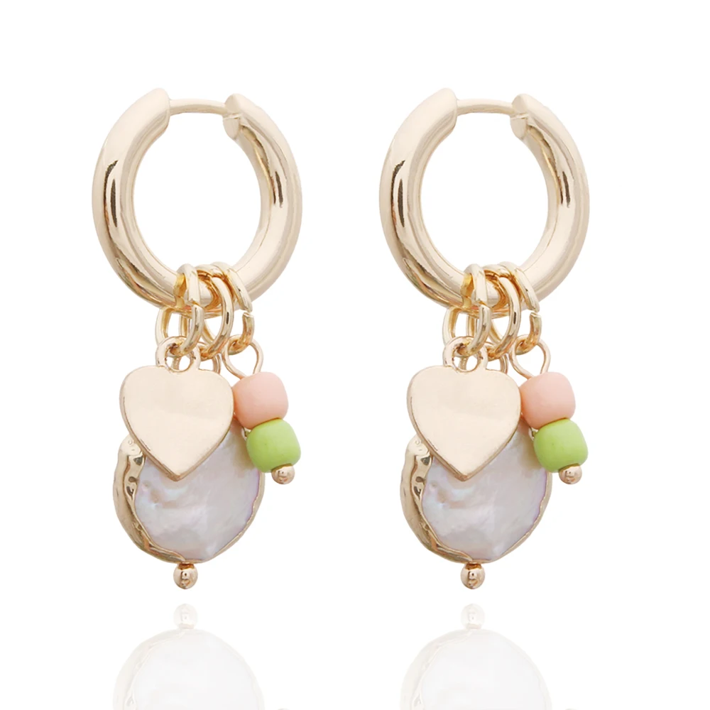 Freshwater Pearl Pendant Earrings For Woman Charm Natural Raw Stone Apatite Lapis Quartz Stones Ear Luxury Quality Jewelry Girls