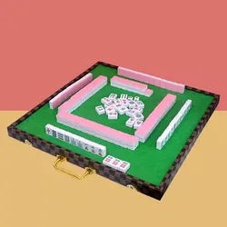 144pcs Portable Mahjong Set 30mm High Quality Mahjong Block Foldable Mahjong Table Funny Family Party Table Board Game