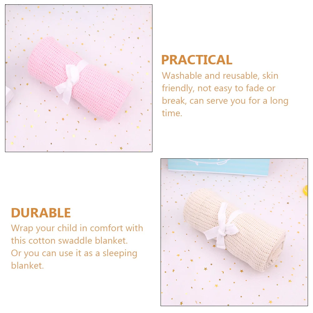 

3Pcs Baby Cellular Blankets Soft Cotton Swaddle Receiving Blanket Lightweight Baby Blanket for Boys Girls Swaddle Blankets