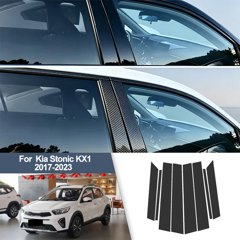 For Kia Stonic KX1 2017-2023 B/C Pillar Post Stickers PC Window Middle Pillar Trim Decorative Car Exterior Protect Parts