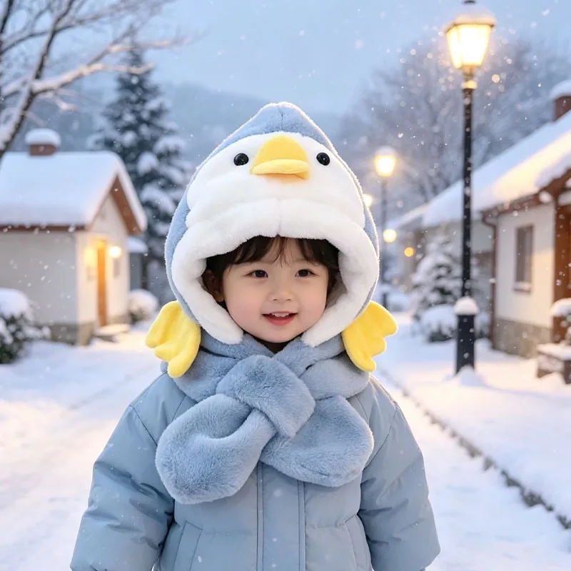 1-5PCS Winter Baby Hat with Scarf Cute Adorable Thick Warm Soft Cozy Earflap Beanie for Toddler Boys Girls Cold Weather