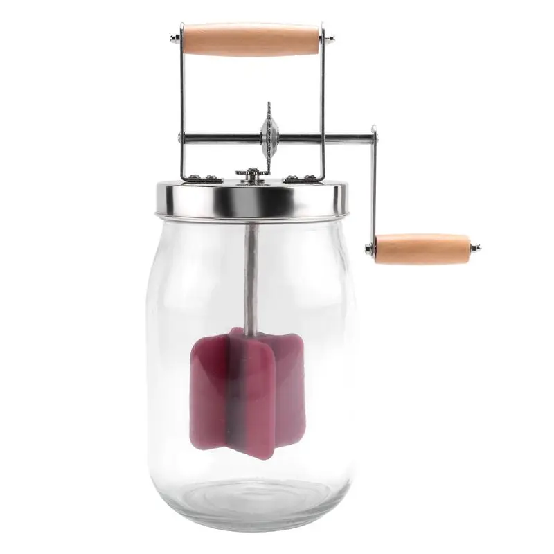 HLZS-Hand Crank Butter Churner Manual Butter Maker Cream Mixer Silicone Food Stirring Tool Mason Jar Kitchen Accessories 1L