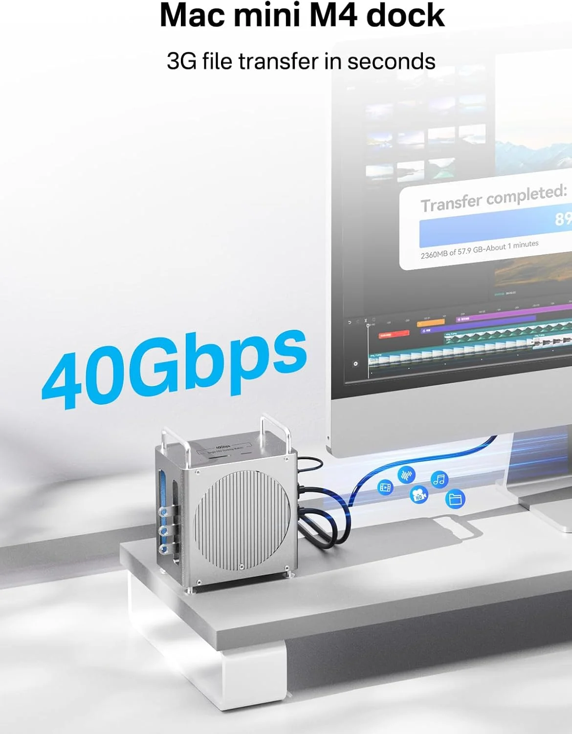 ACASIS Mac Mini M4 Dock 40Gbps Ultra-fast Transmission Mac Mini M4 Hub&Stand NVMe SSD Enclosure With 2xDP SD/TF 3.0 3xUSB-A 3.2