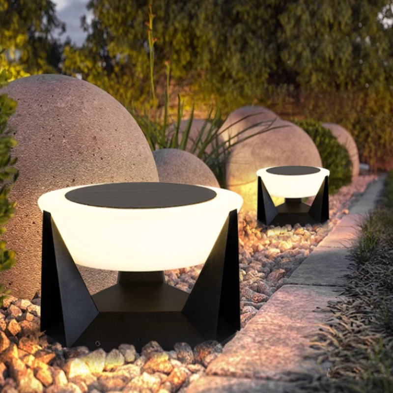 Garden Lamp Villa Wall Tripod Sand Glass Pillar Light Decoration Door Top Lantern Courtyard Fence Landscape Post Lantern