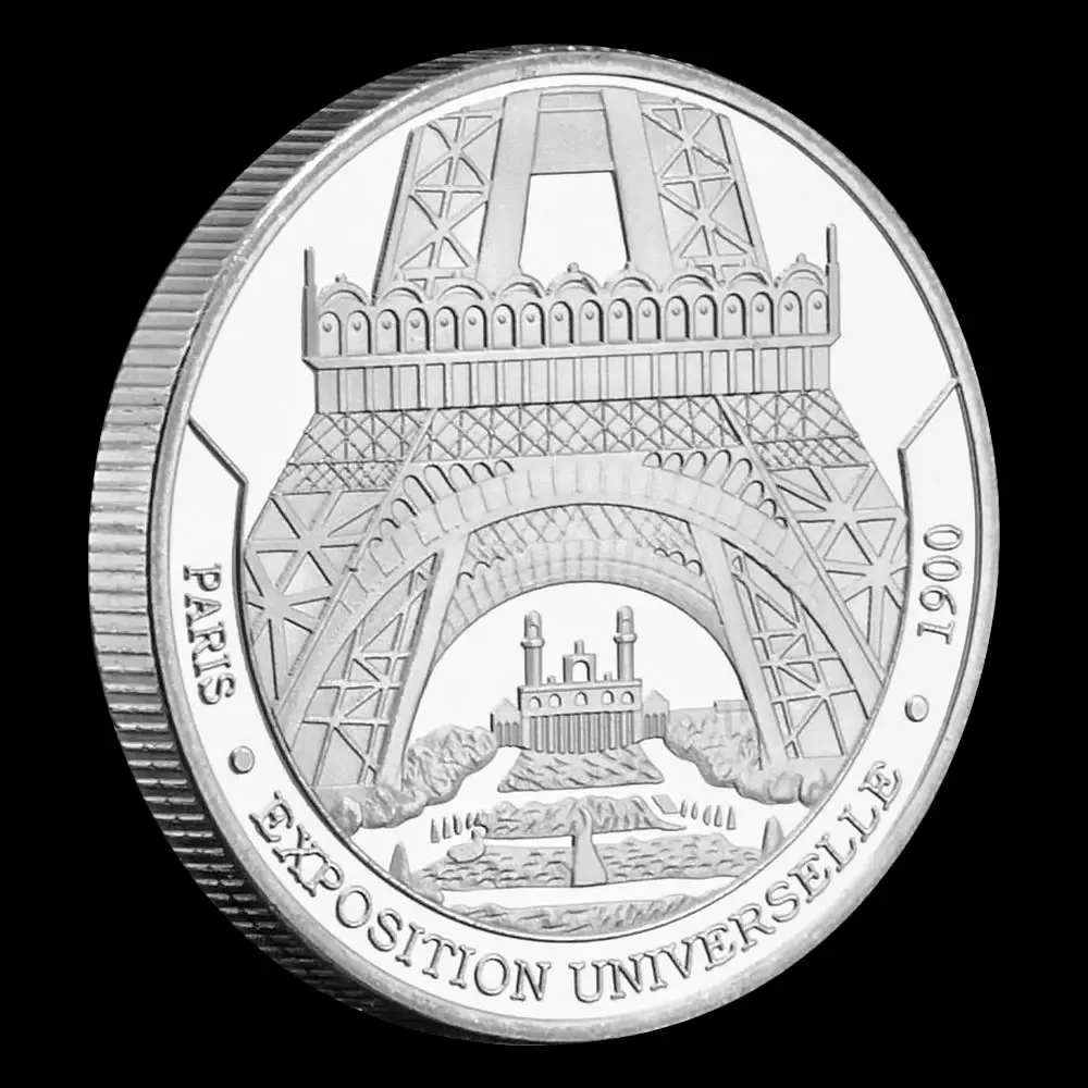 Paris-Tour Eiffel Tower Collectible Gift Silvery Plated Souvenir Coin Famous Building Collection Coins Home Decoration