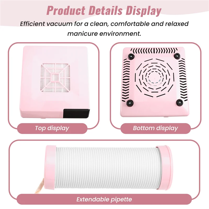 منظف أظافر عالي الطاقة بقدرة 60 وات، فلتر عمودي مزدوج، ماكينة غبار أظافر الأظافر - A77G