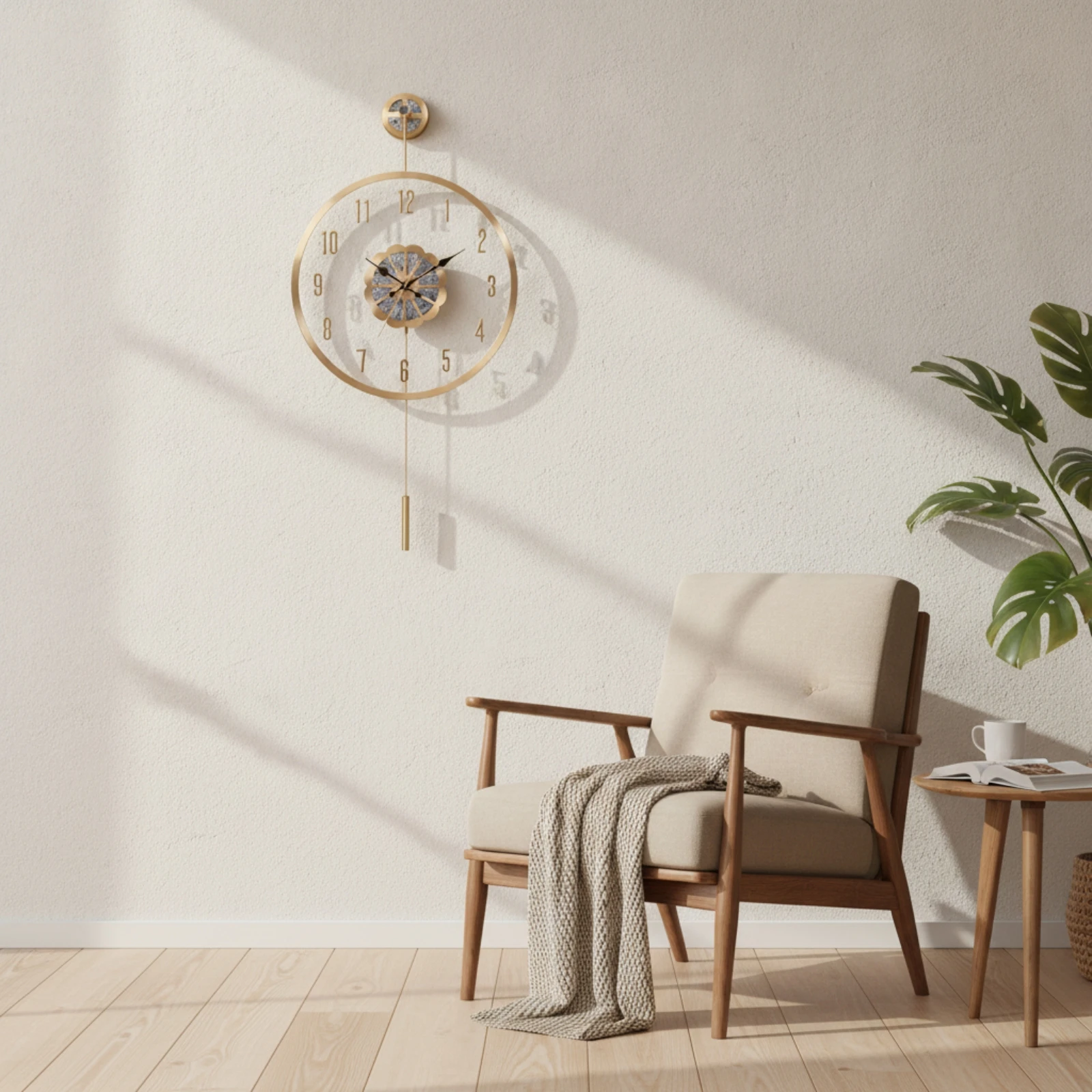 Battery Operated Wall Clock Large Wall Clock with Pendulum Quiet Easy to Read for Decorators, Living Room, Hallway