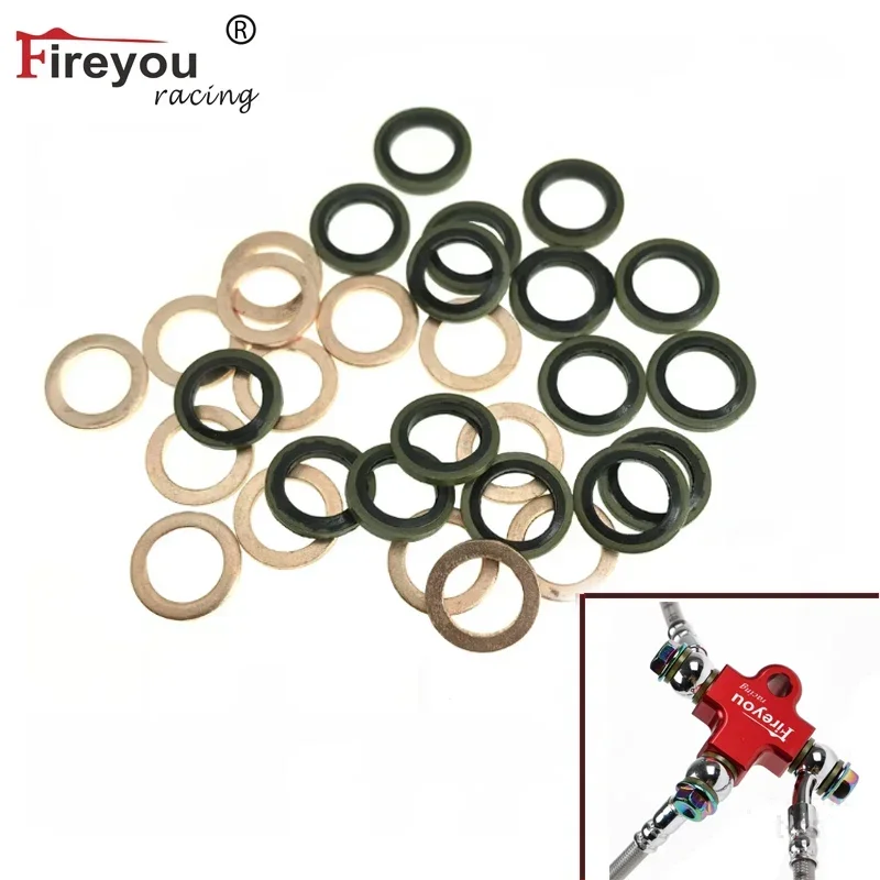 Fireyouracing M10 البانجو المناسب الترباس النفط استنزاف المسمار ختم غسالة جوانات للدراجات النارية قابض هيدروليكي مضخة الفرامل خرطوم الفرامل