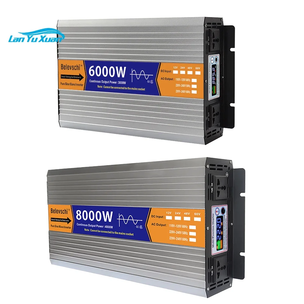 Pure Sine Save Inverter 8000W 6000W DC 12V/24V To AC 110V 220V 50Hz 60Hz Voltage Transformer Power Converter Solar LED Inverter