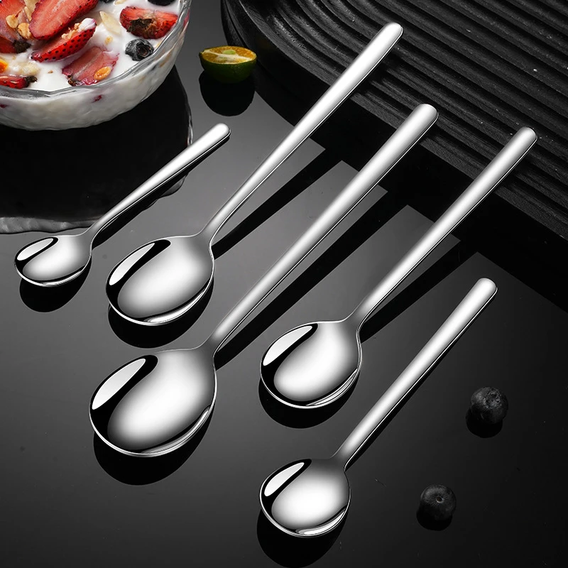 OUKEAI 18/8 Stainless Steel Spoon Household Tableware Korean Style Eating Spoon